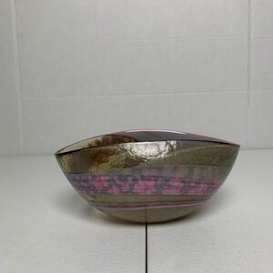 Yalos Vetro Artistic Murano Pink/Gray/Taupe Small Glass Decorative Bowl